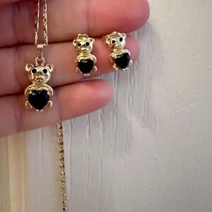 Gold and Black Bear Jewelry Set